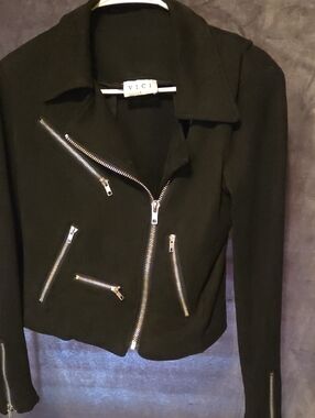 VICI Black Moto Jacket with Silver Hardware